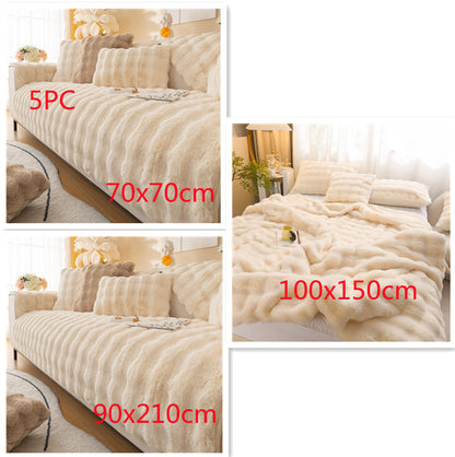 Rabbit Velvet Blanket Thickened Double-sided Fleece Bedroom Cover Blanket