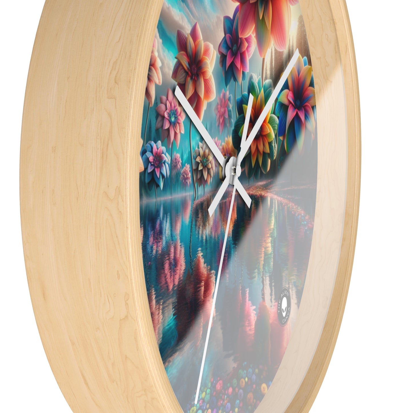 "Enchanted Waters: A Floral Dreamland" - The Alien Wall Clock