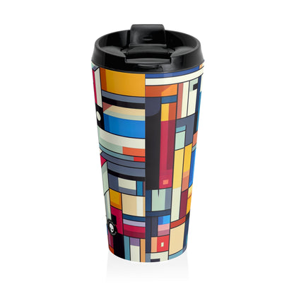 "Futuristic Cityscape: A Geometric Perception" - The Alien Stainless Steel Travel Mug Hard-edge Painting