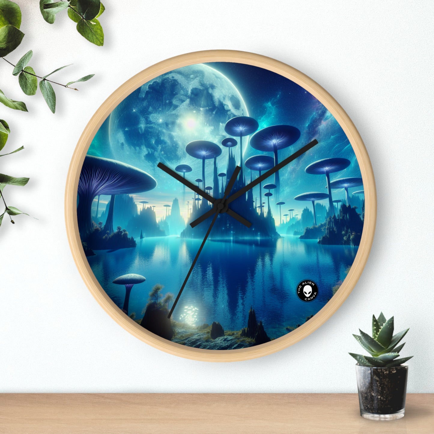 "Moonlit Mushroom Lake" - The Alien Wall Clock