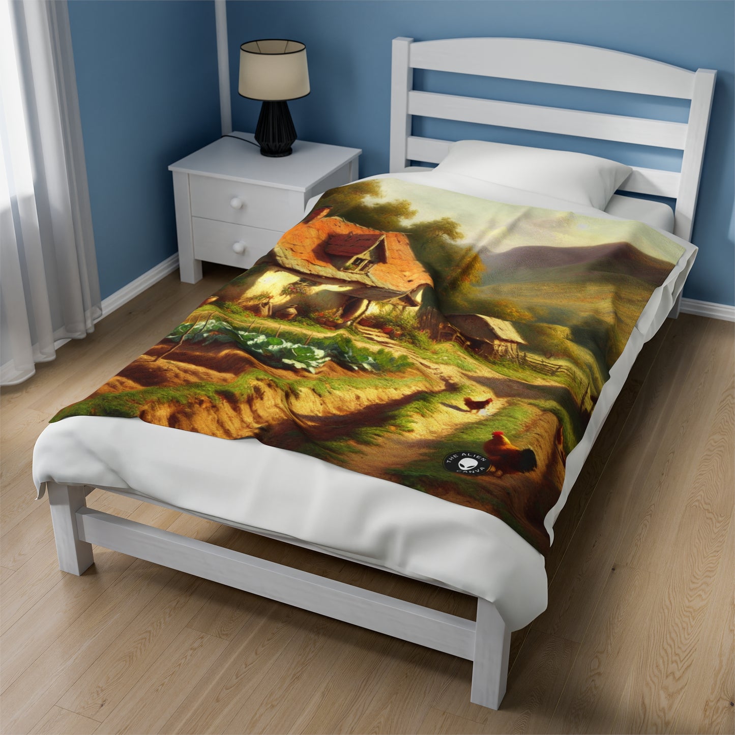 "Bustling Market: A Colorful Post-Impressionist Scene" - The Alien Velveteen Plush Blanket Post-Impressionism