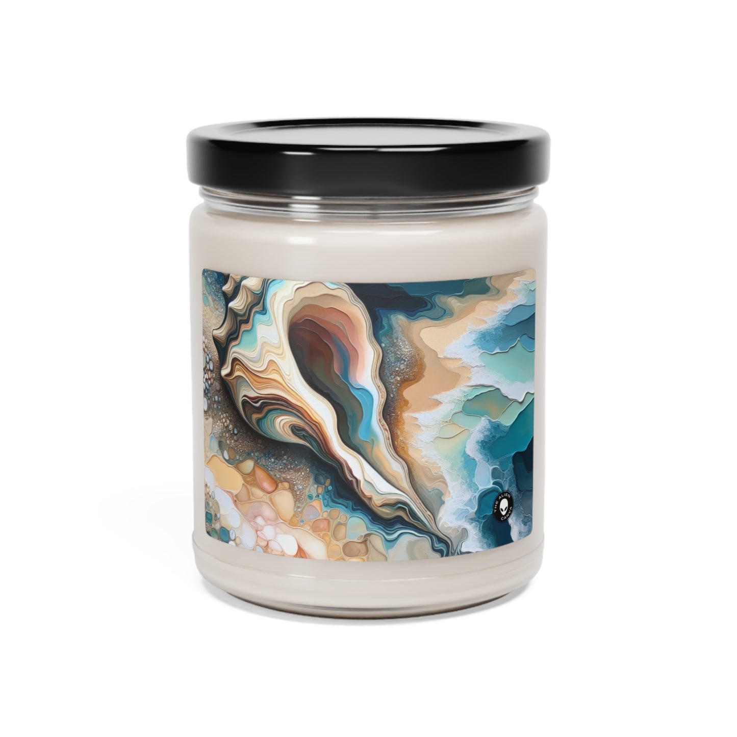 "Une vue sur la plage à travers un coquillage" - La bougie de soja parfumée Alien 9oz Acrylique Pouring