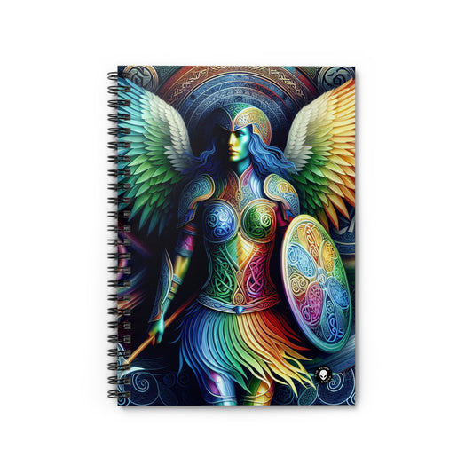 "Déesse guerrière au cœur de lion : une œuvre d'art d'inspiration celtique" - The Alien Spiral Notebook (Ruled Line) Celtic Art