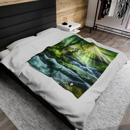 "Enchanting Waterfall Oasis" - The Alien Velveteen Plush Blanket