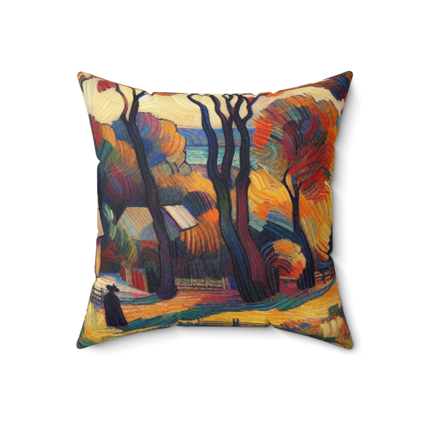 "Nature's Kaleidoscope: A Vivid Fauvism Exploration of the Animal Kingdom"- The Alien Spun Polyester Square Pillow Fauvism