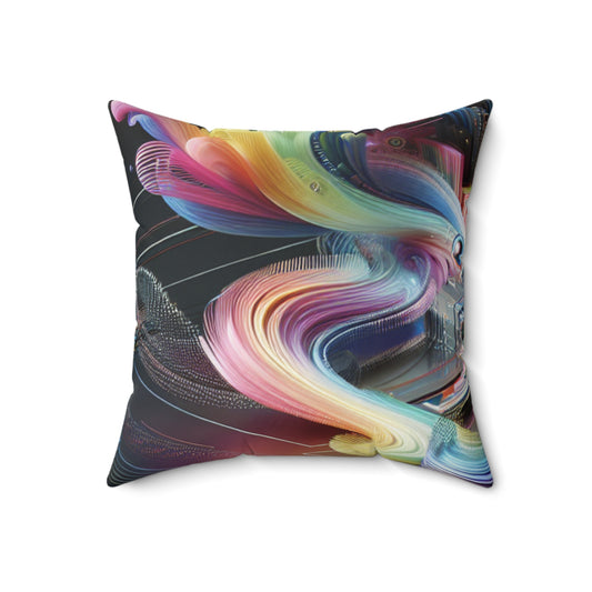 "Neon Nights: A Futuristic Urban Dream"- The Alien Spun Polyester Square Pillow Digital Art