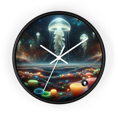 Paisaje onírico de medusas: el reloj de pared extraterrestre