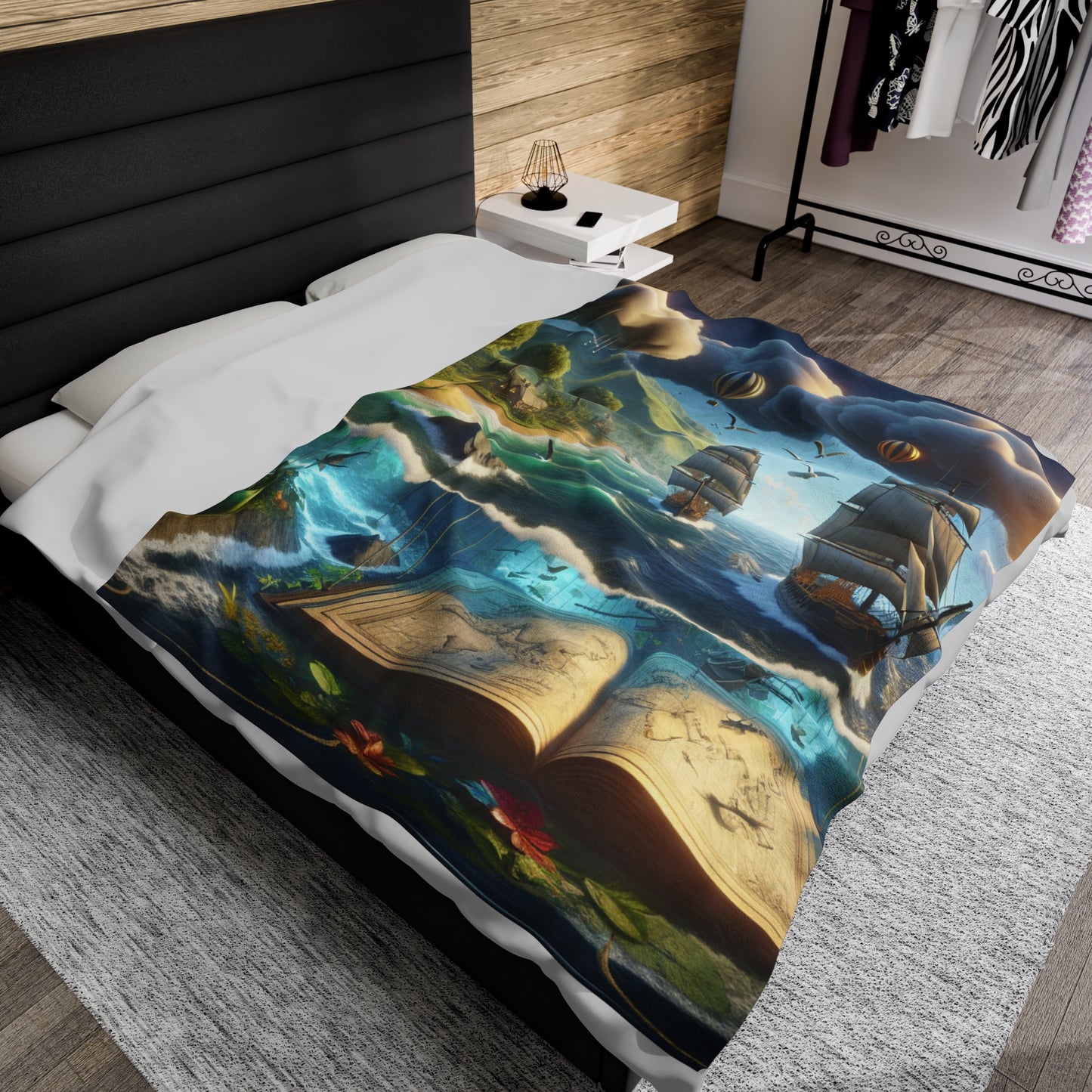 "Virtual Reality Odyssey: An Immersive 3D Art Experience" - The Alien Velveteen Plush Blanket Virtual Reality Art Style