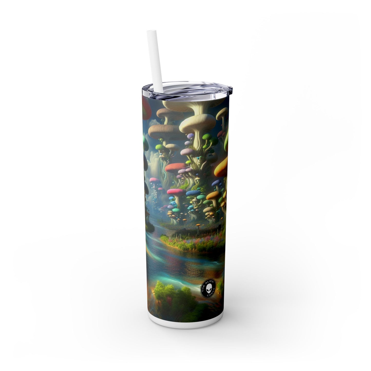 "El país de las maravillas de los hongos místicos": vaso delgado con pajita de 20 oz de Alien Maars®