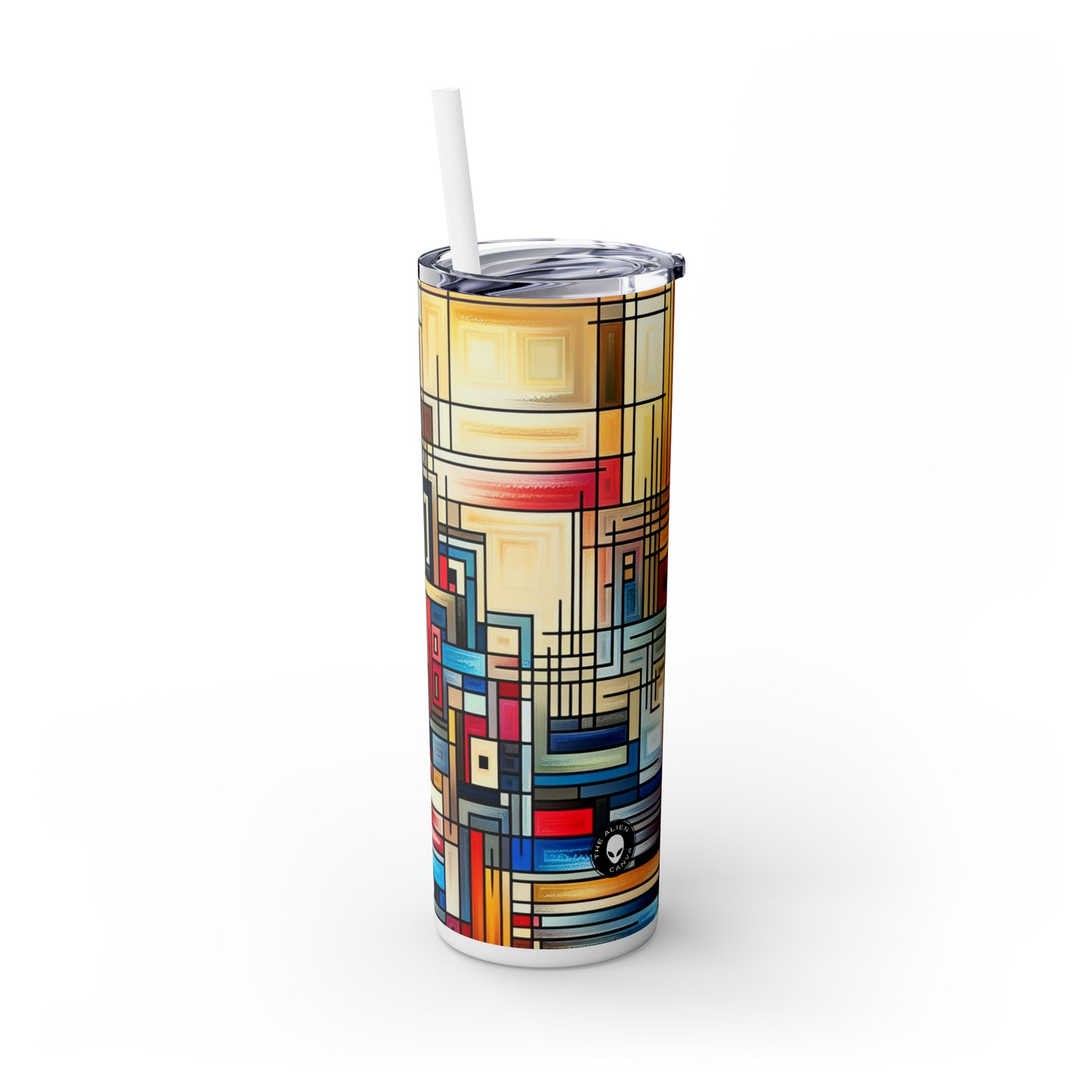 "Urban Symmetry: A Precisionist Perspective" - The Alien Maars® Skinny Tumbler with Straw 20oz Precisionism