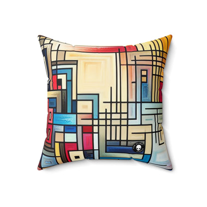 "Urban Symmetry: A Precisionist Perspective"- The Alien Spun Polyester Square Pillow Precisionism