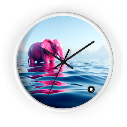 "The Pink Elephant in the Deep Blue Sea" - The Alien Wall Clock A pink elefant floating in the ocean