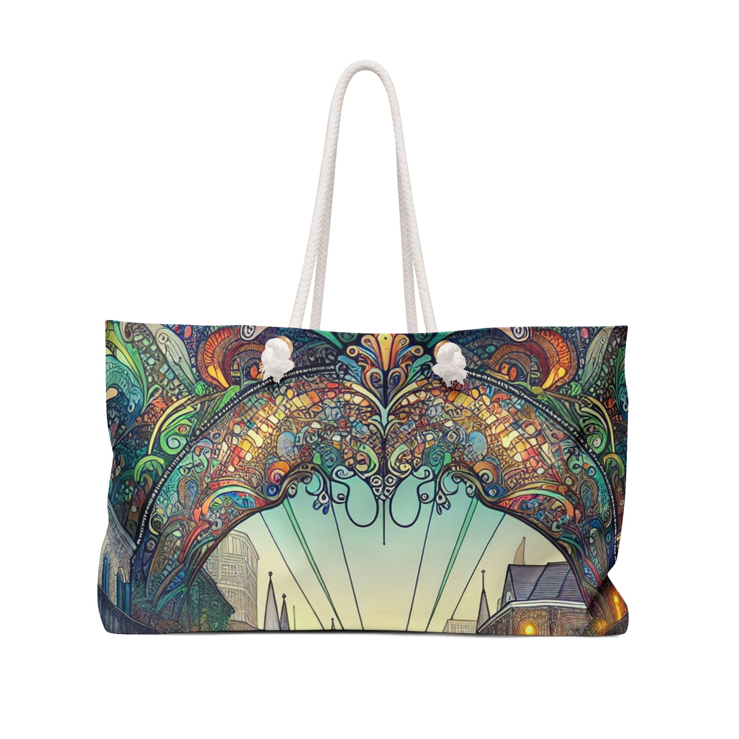 "Vivid Splendor: Una imagen del barrio francés de Nueva Orleans" - El bolso Alien Weekender estilo Art Nouveau