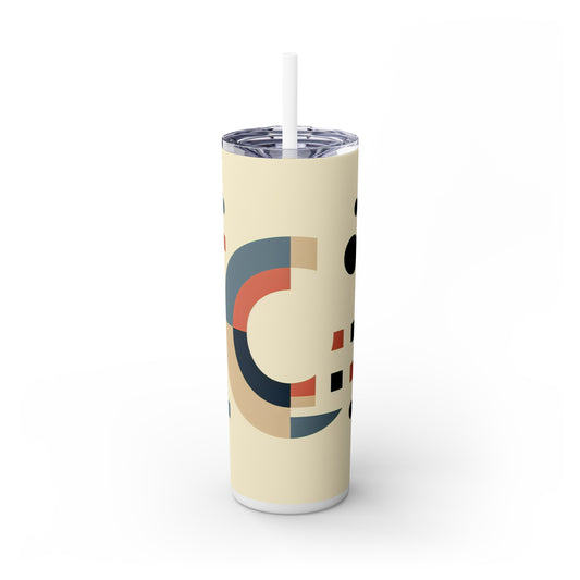 "Monochrome Shapes" - The Alien Maars® Skinny Tumbler with Straw 20oz Minimalism