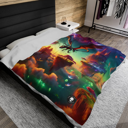 "Dragon's Flight in the Fantastical Realm" - The Alien Velveteen Plush Blanket