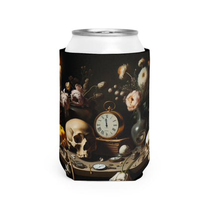 "Decadencia digital: una Vanitas contemporánea que examina el consumismo en el siglo XXI" - La pintura de Vanitas con funda Alien Can Cooler