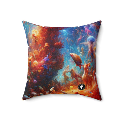 "Glowing Coral Dance Party"- The Alien Spun Polyester Square Pillow