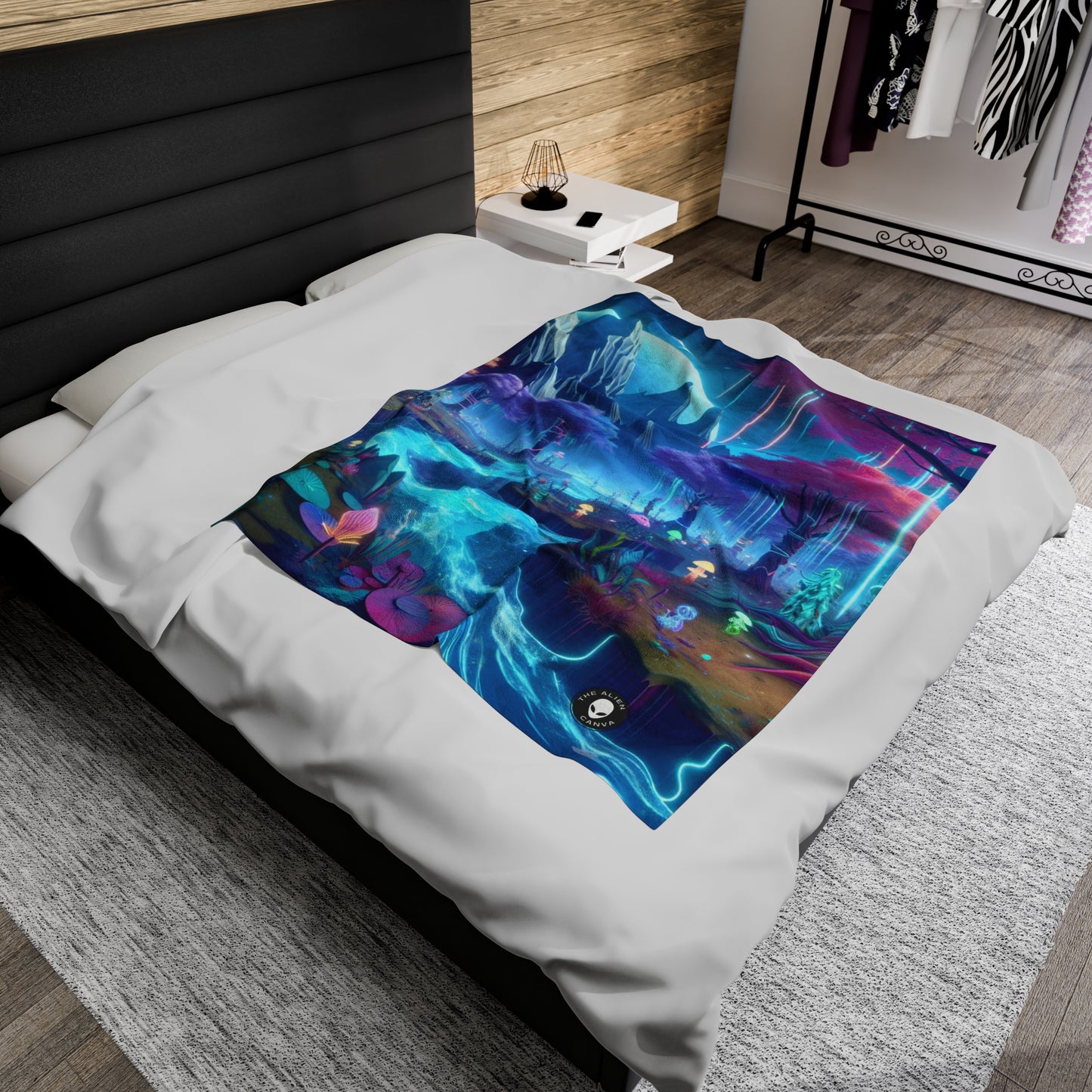 "Dreamscape Odyssey" - Arte de realidad virtual con manta de felpa de pana alienígena