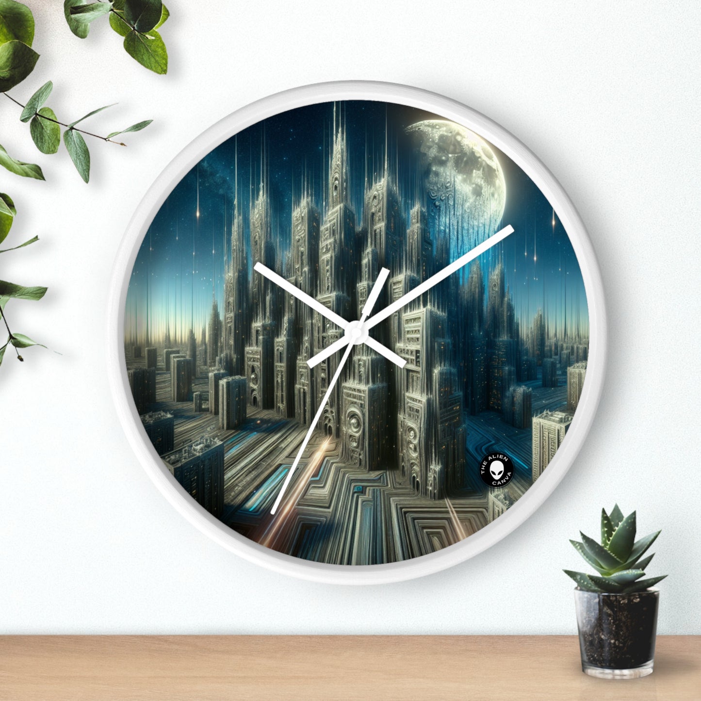 "Nighttime Cityscape Melt" - The Alien Wall Clock