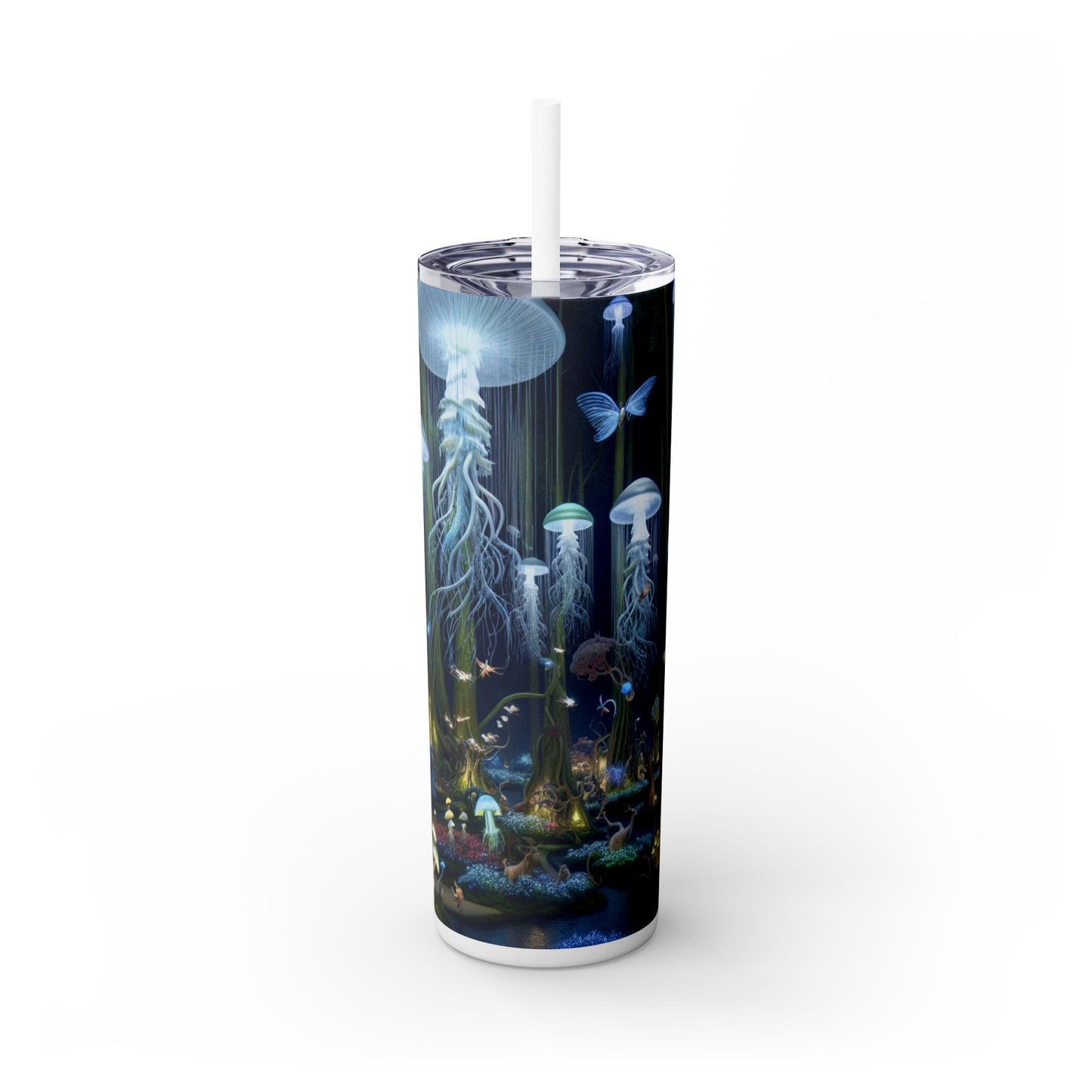 "Jellyfish Grove: A Luminescent Fantasy Forest" - The Alien Maars® Skinny Tumbler with Straw 20oz