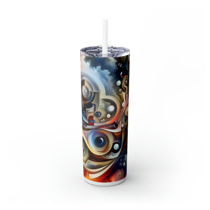 "Nature's Mechanical Symphony" - The Alien Maars® Skinny Tumbler with Straw 20oz Abstract Surrealism