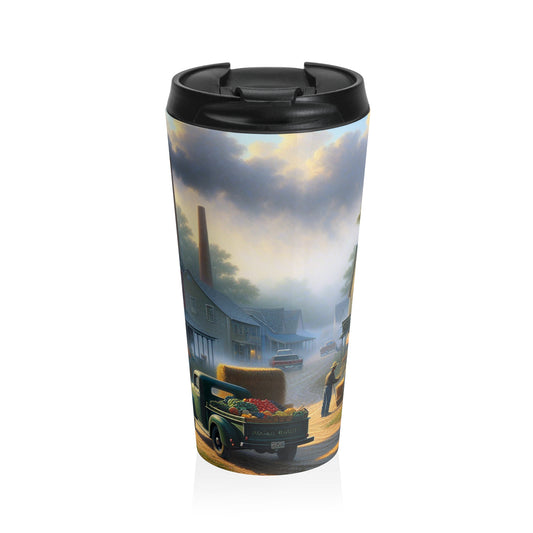 "Harvest Tranquility: A Midwest Farm Scene" - The Alien Stainless Steel Travel Mug Regionalism