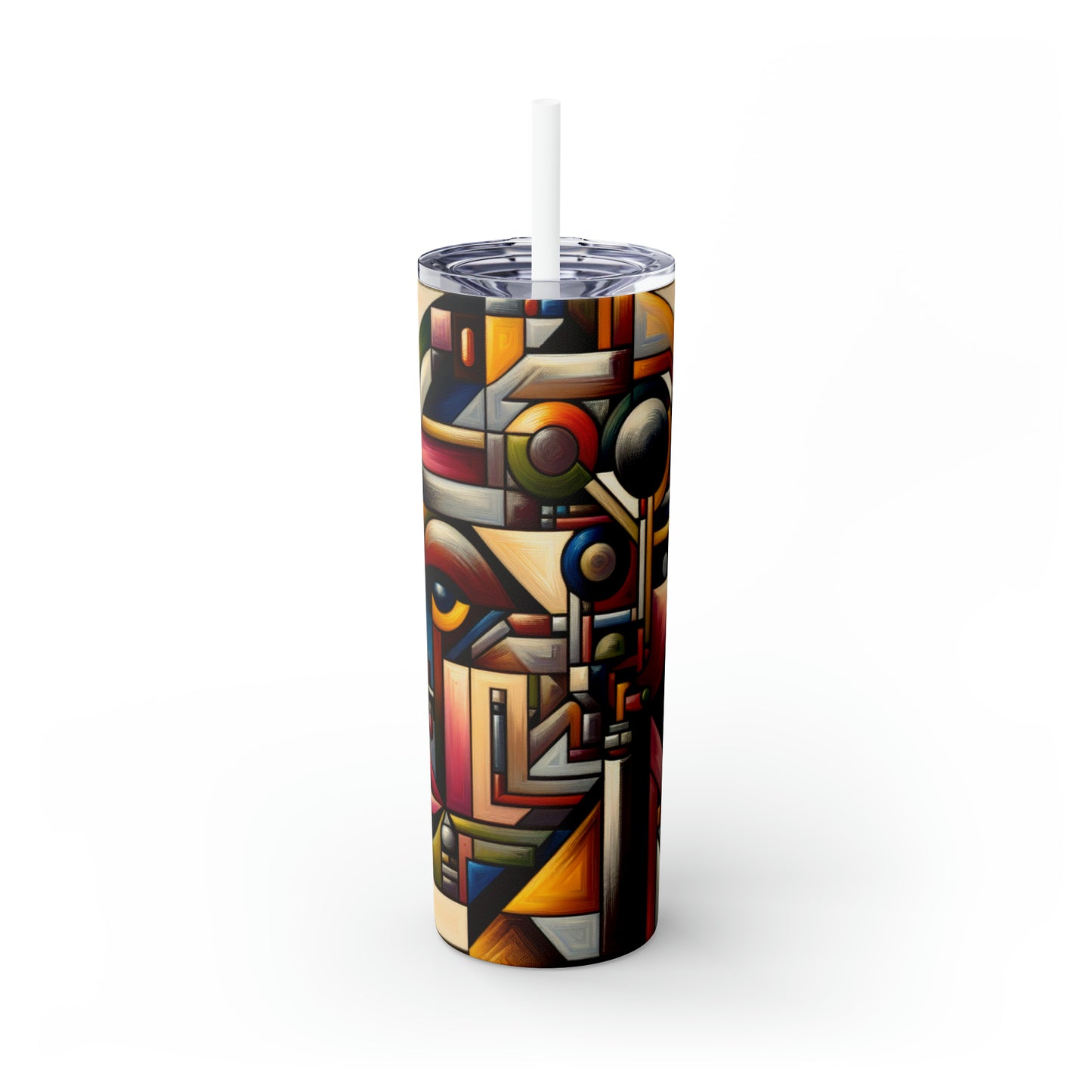 "My Cubist Reflection" - The Alien Maars® Skinny Tumbler with Straw 20oz Cubism