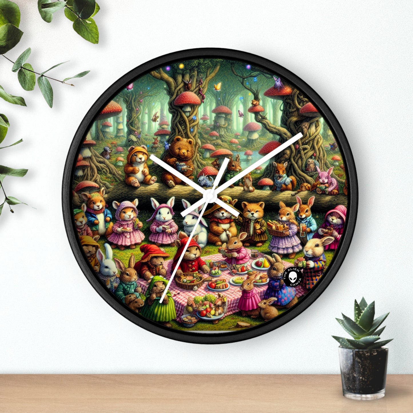 "Fantastical Forest Picnic: Animal Fashion Show" - The Alien Wall Clock