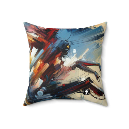 "Dance-Off Fury: A Vibrant Battle of Rival Street Crews"- The Alien Spun Polyester Square Pillow Action Art