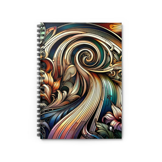 "Floral Elegance: Art Nouveau Botanical Garden Poster" - The Alien Spiral Notebook (Ruled Line) Art Nouveau