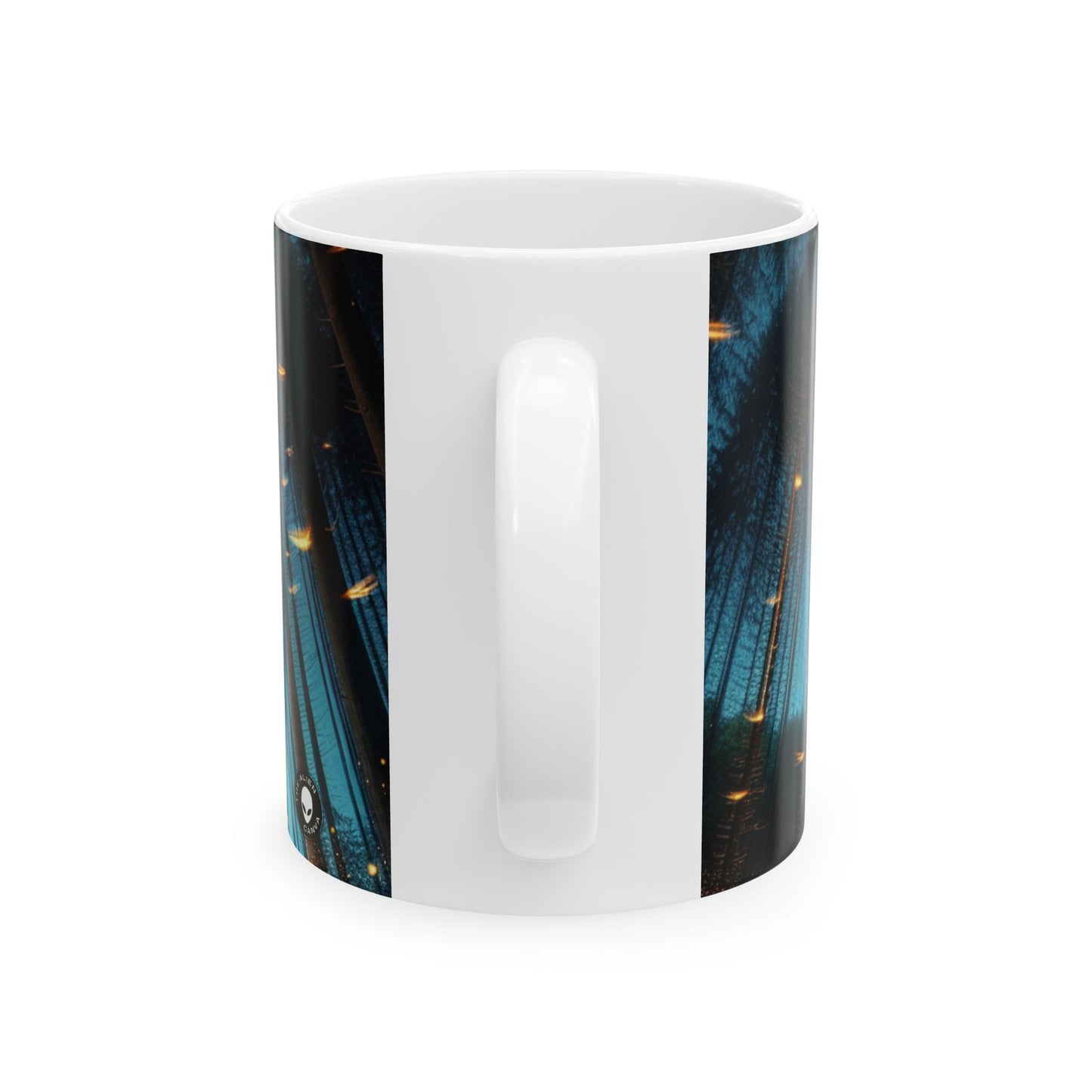 Taza de cerámica de 11 oz "Encantamiento del crepúsculo: Bosque de luciérnagas" - The Alien