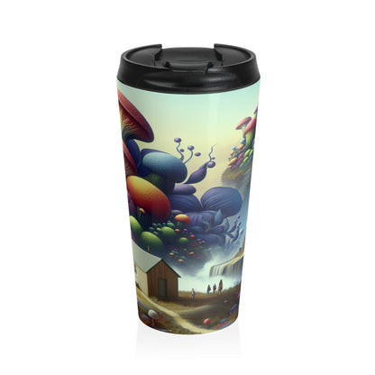 "Giant Flora and Miniature Villages: A Dreamy Wonderland" - The Alien Stainless Steel Travel Mug