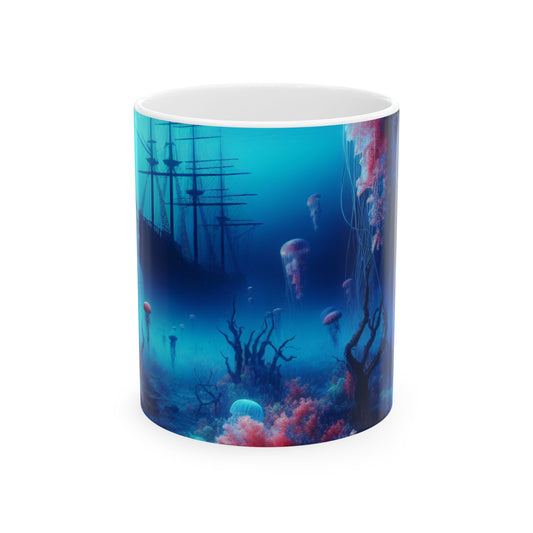 « Jellyfish Haven : un monde sous-marin surréaliste » – Tasse en céramique Alien 11 oz