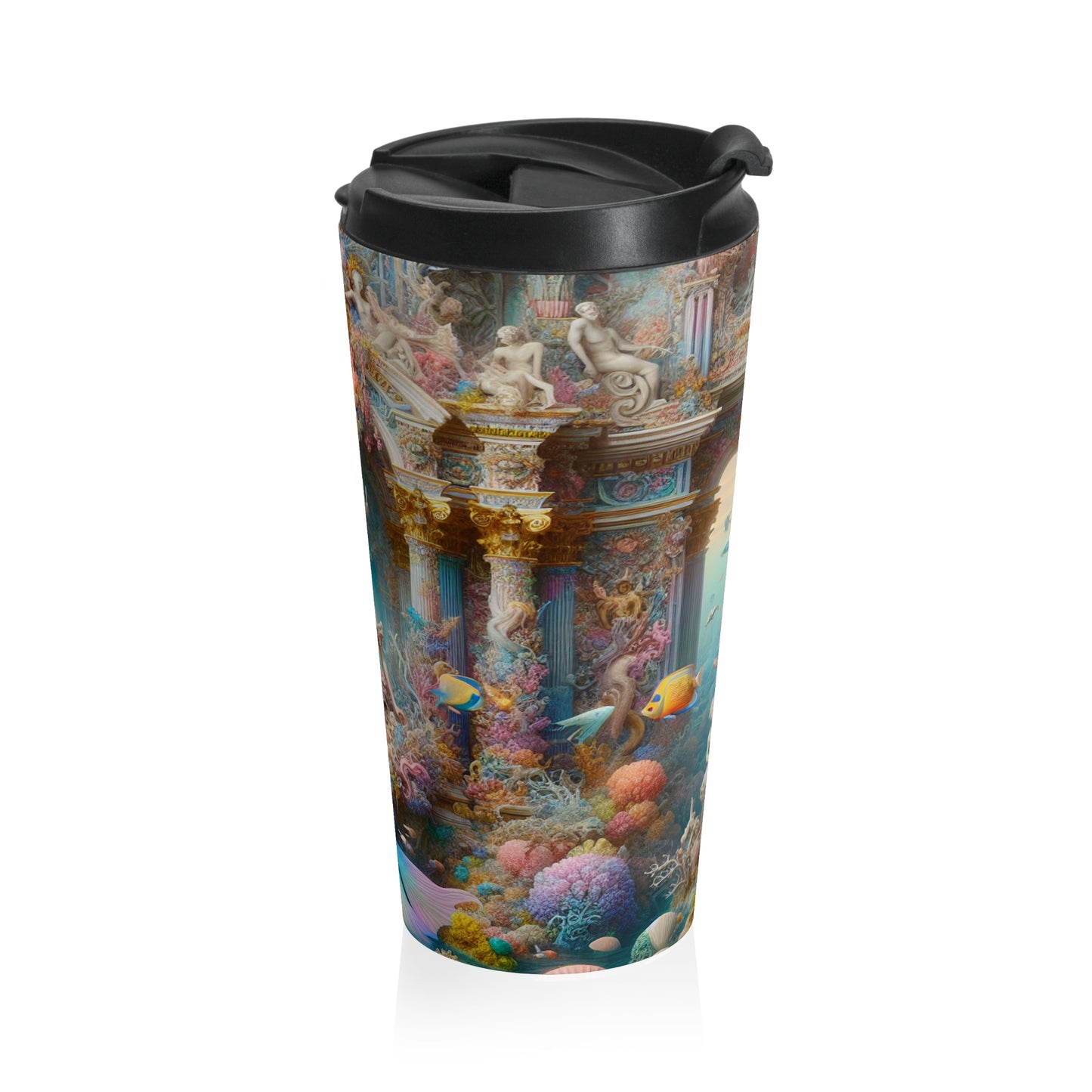 "Underwater Splendor: A Rococo Mermaid Palace" - The Alien Stainless Steel Travel Mug Rococo Style