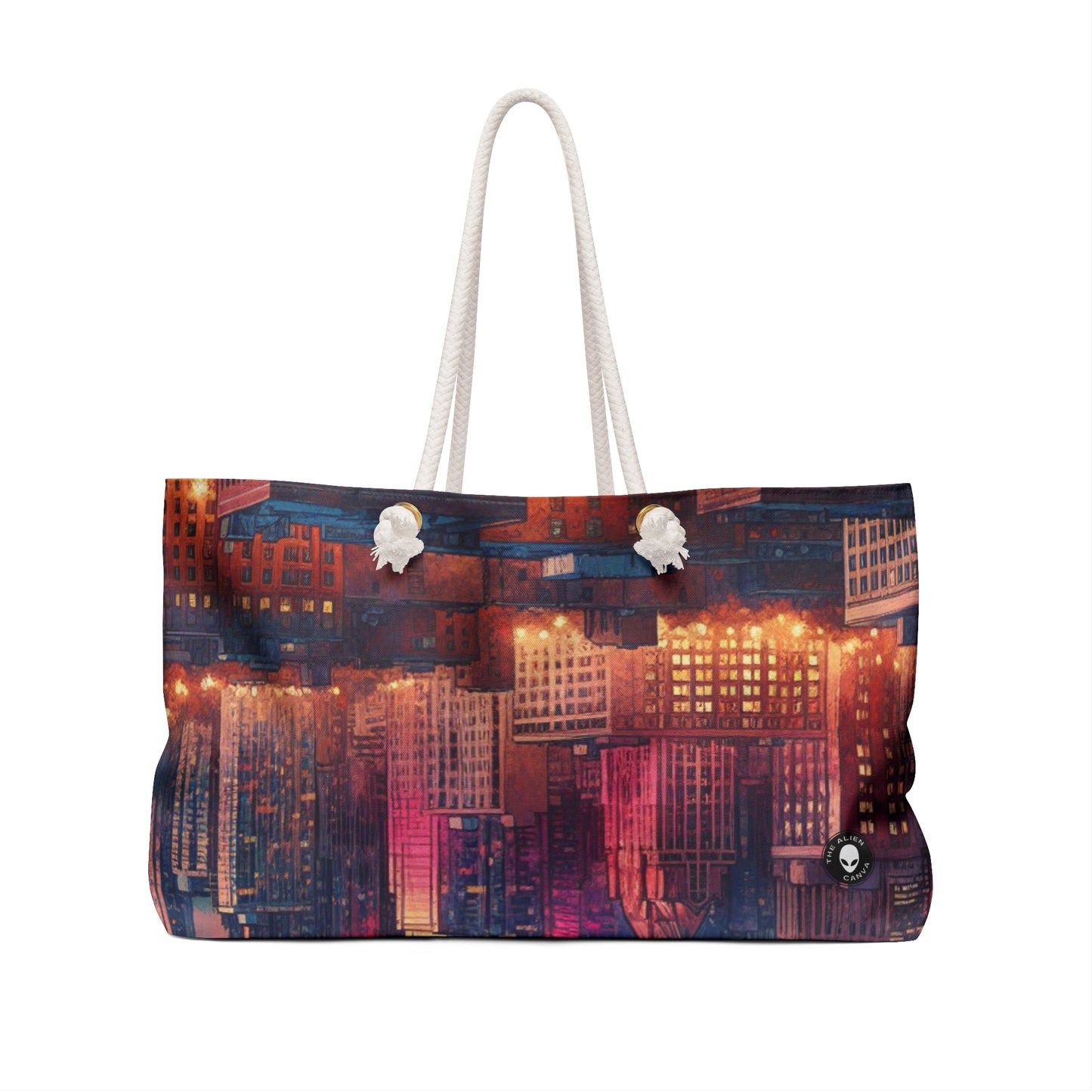 "Reflejos oscuros: horizonte de la ciudad al atardecer" - The Alien Weekender Bag