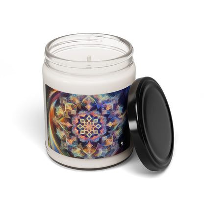 "Mandala dinámico: una pintura geométrica vibrante" - Vela de soja con aroma a alienígena de 9 oz