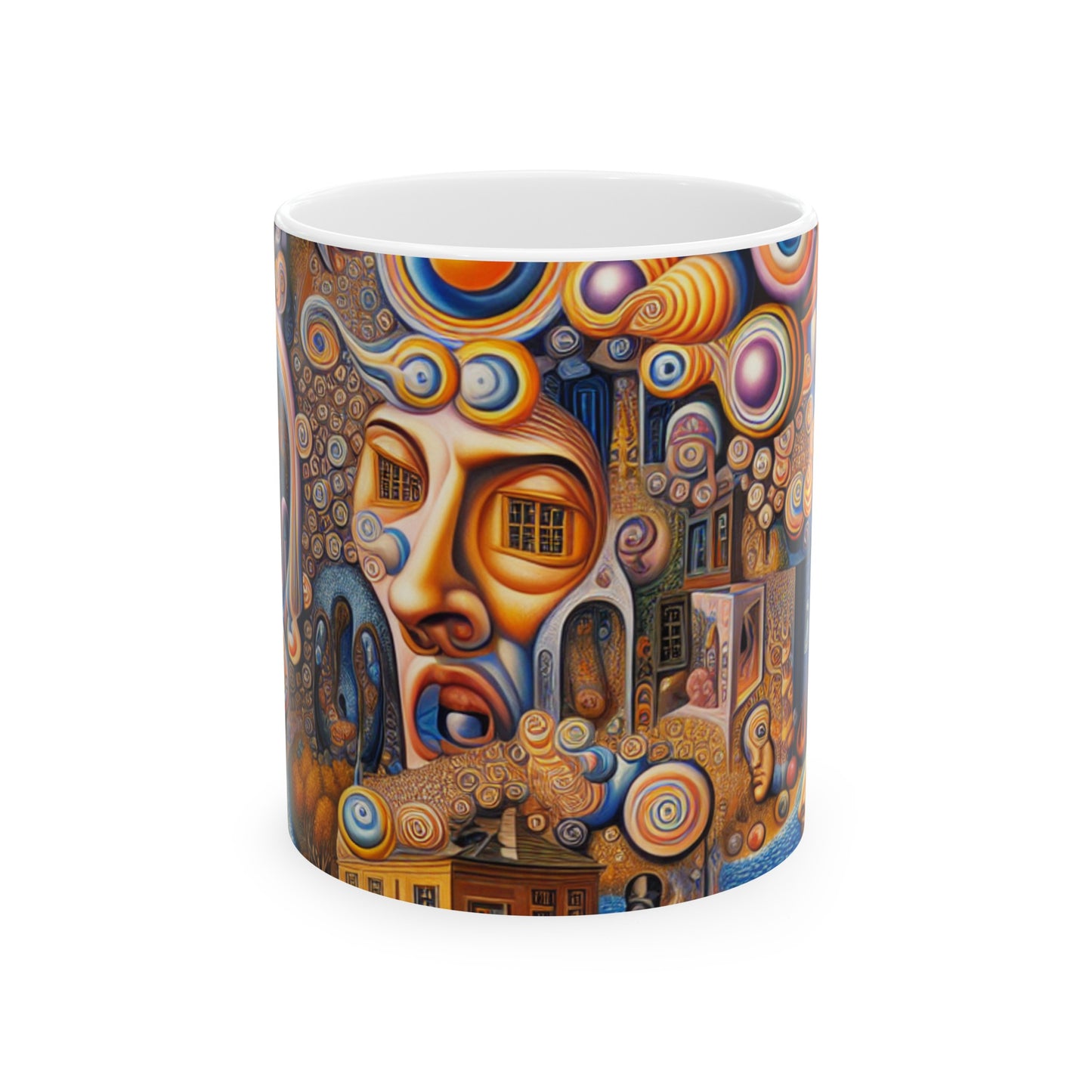 "Melted Time: A Whimsical Dance of Dreams" - The Alien Ceramic Mug 11oz Surrealism