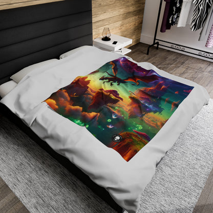 "Dragon's Flight in the Fantastical Realm" - The Alien Velveteen Plush Blanket