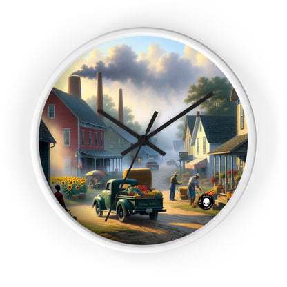 "Harvest Tranquility: A Midwest Farm Scene" - The Alien Wall Clock Regionalism