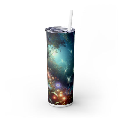 "Bosque de flores encantado a la luz de la luna": vaso estrecho con pajita de 20 oz de Alien Maars®