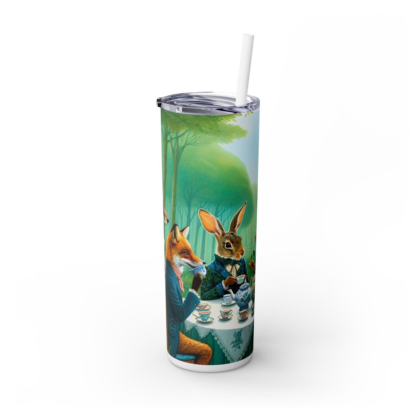 "Enchanted Tea in the Forest" - The Alien Maars® Skinny Tumbler with Straw 20oz