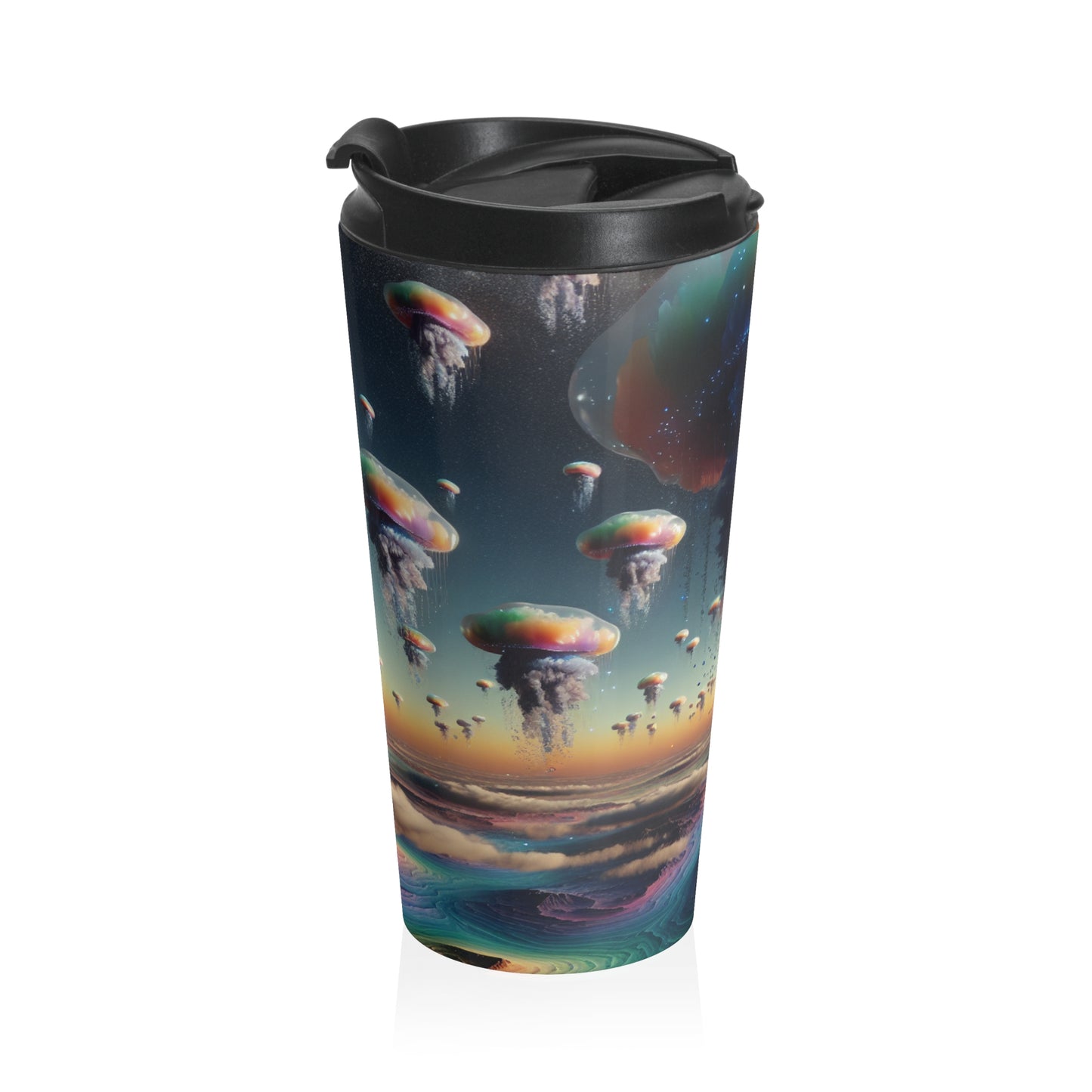 "Jellyfish Sky: A Surreal World" - The Alien Stainless Steel Travel Mug