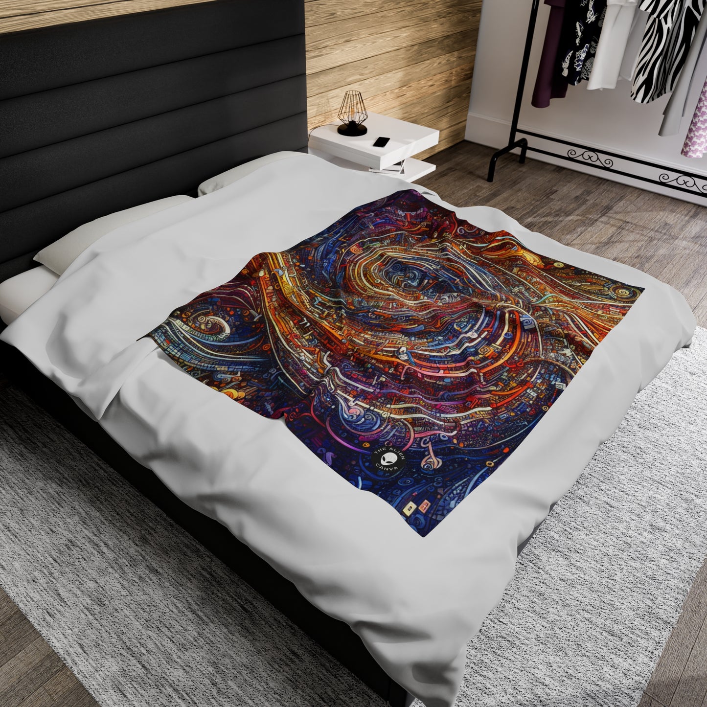 'Cyber Journeys' - The Alien Velveteen Plush Blanket Digital Art