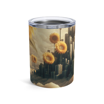 "Cielo Etéreo: La Ciudad de las Nubes y los Girasoles" - Vaso Alien de 10 oz