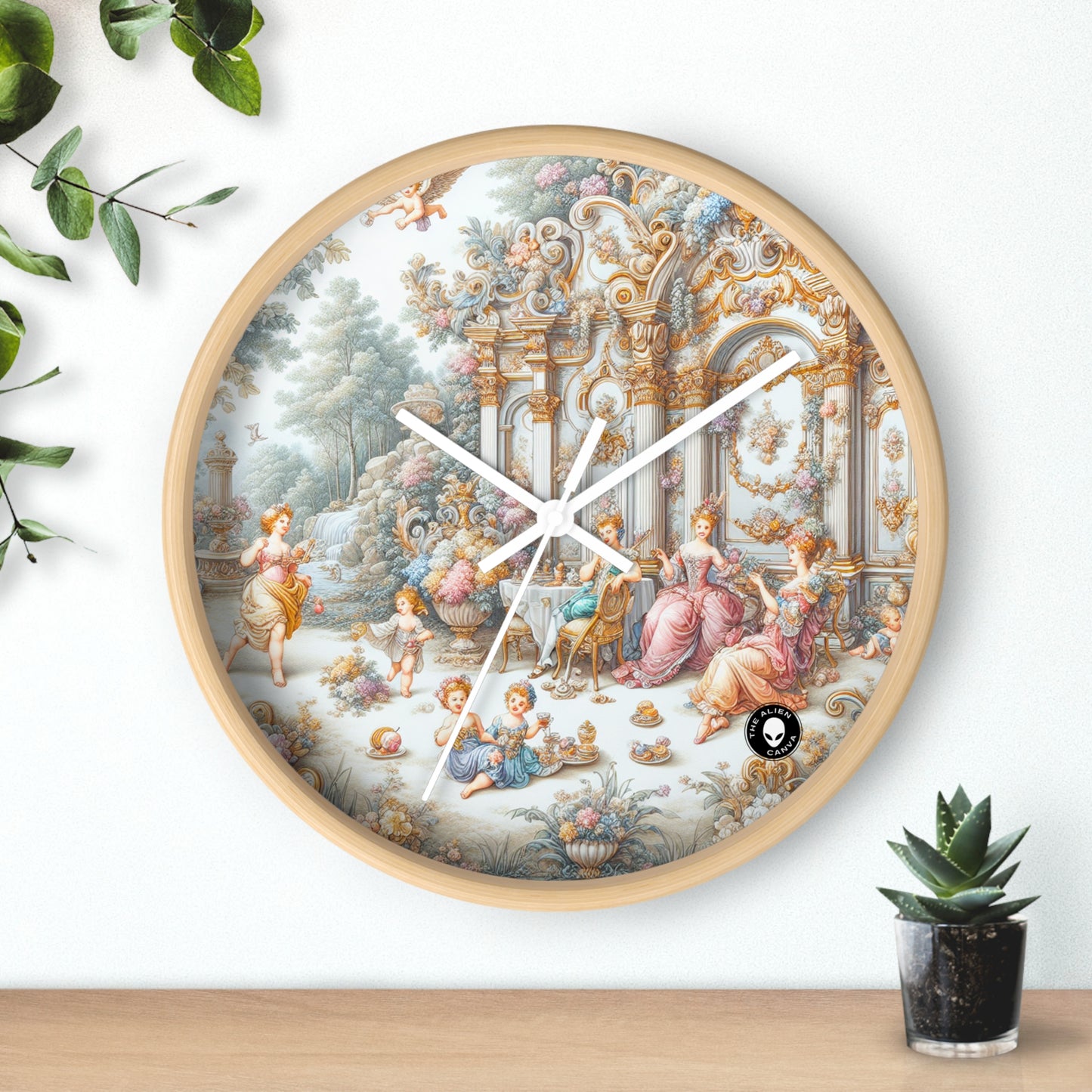 "A Garden of Rococo Delights: A Whimsical Extravaganza" - The Alien Wall Clock Rococo