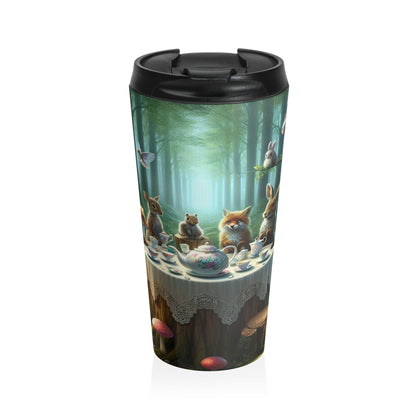 "La hora del té del bosque encantado": taza de viaje de acero inoxidable de Alien