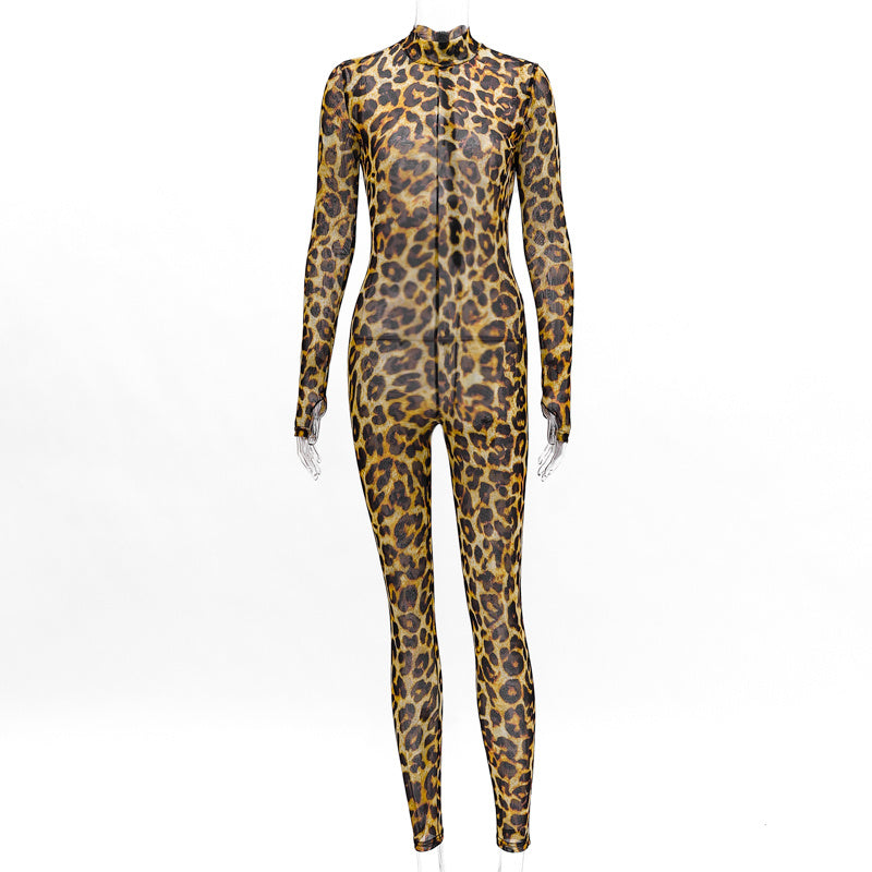 Transparent Leopard Print Jumpsuit