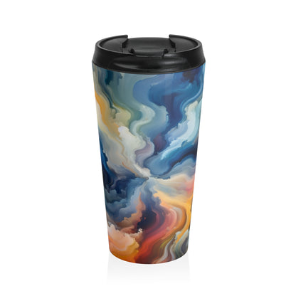 "Sunset Reflections: A Serene Color Field Painting" - The Alien Stainless Steel Travel Mug Color Field Painting