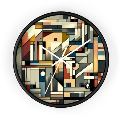 "Paysage urbain cubiste : énergie urbaine" - L'horloge murale extraterrestre Cubisme synthétique