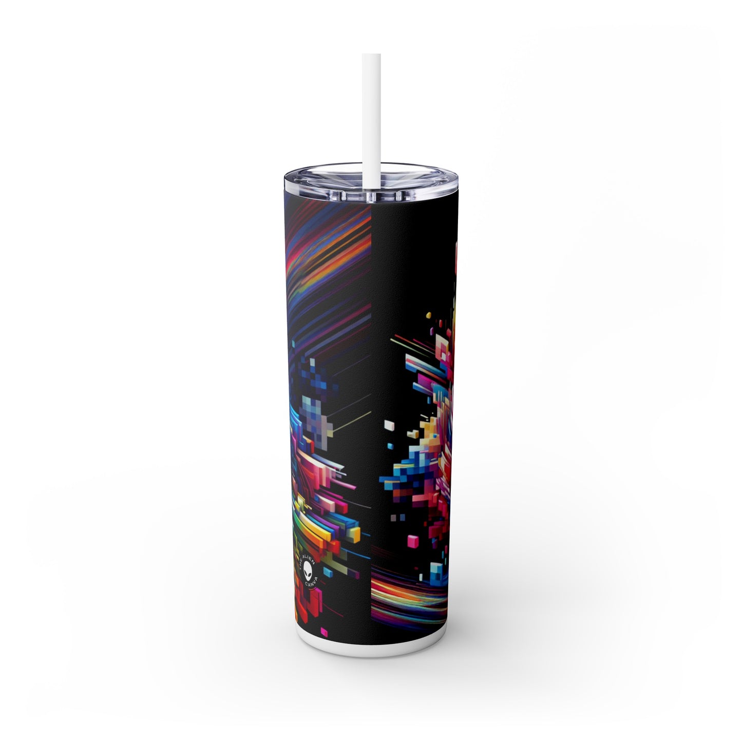 "ChronoSynthesis: A Visual Exploration of Time Perception" - The Alien Maars® Skinny Tumbler with Straw 20oz Video Art